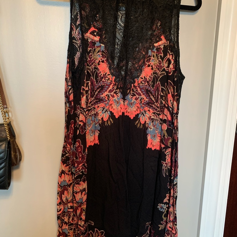 FREE PEOPLE black floral dress